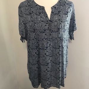Westport Navy Blue Paisley Blouse Size Large